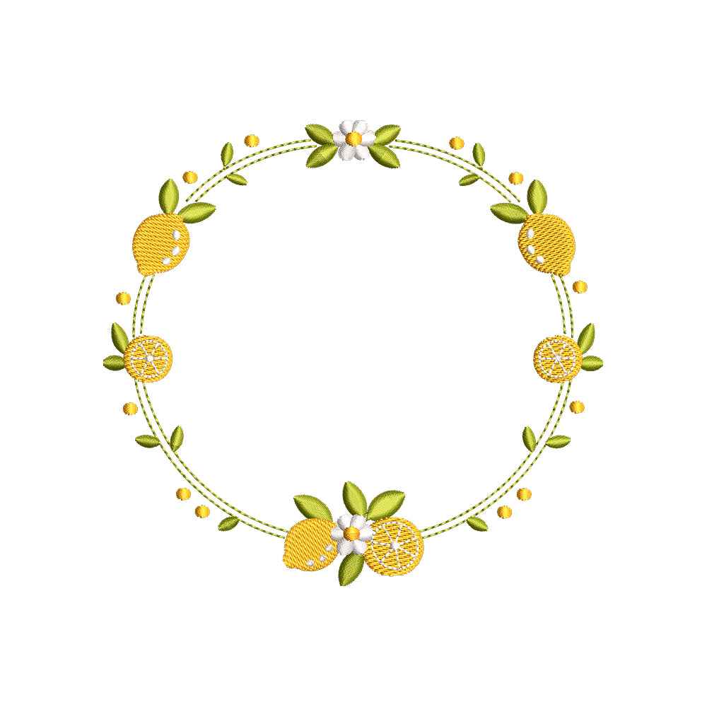 Lemon Summer Frame Embroidery Design Citrus Monogram Wreath - SG21052603