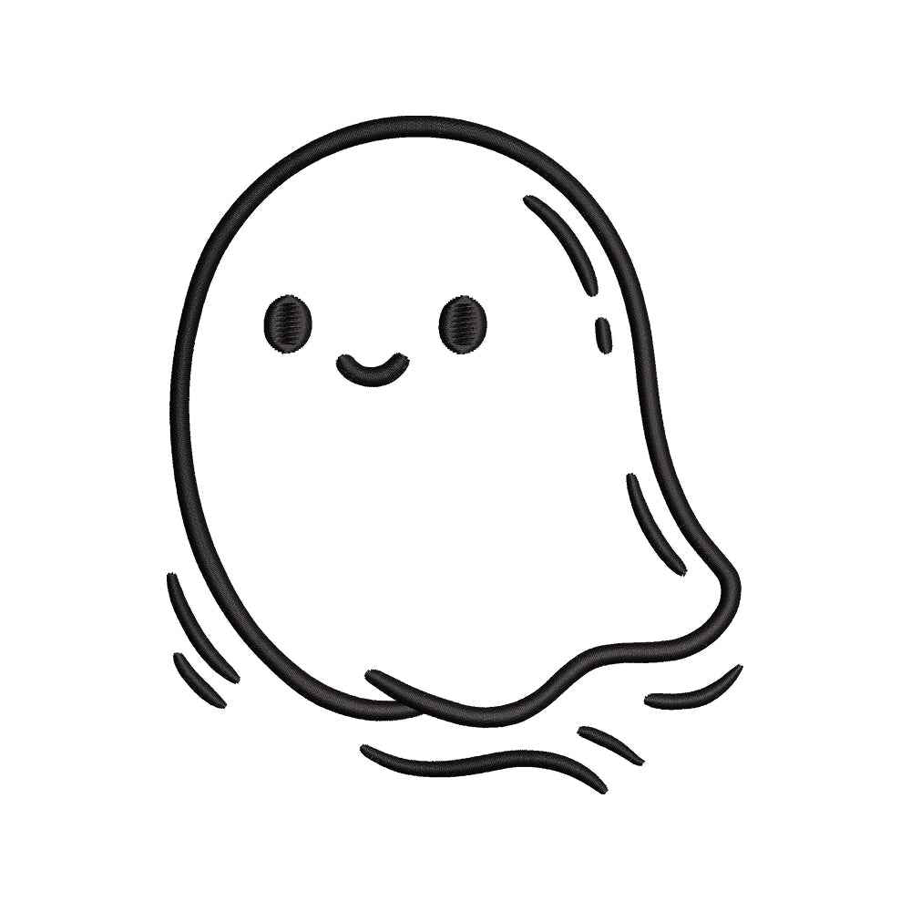 Cute Ghost Halloween Embroidery Design Simple Spooky Character Minimal Outline Art - SG21062603