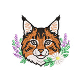Realistic Lynx Floral Wildlife Design | Animal Machine Embroidery Pattern - SG21072603