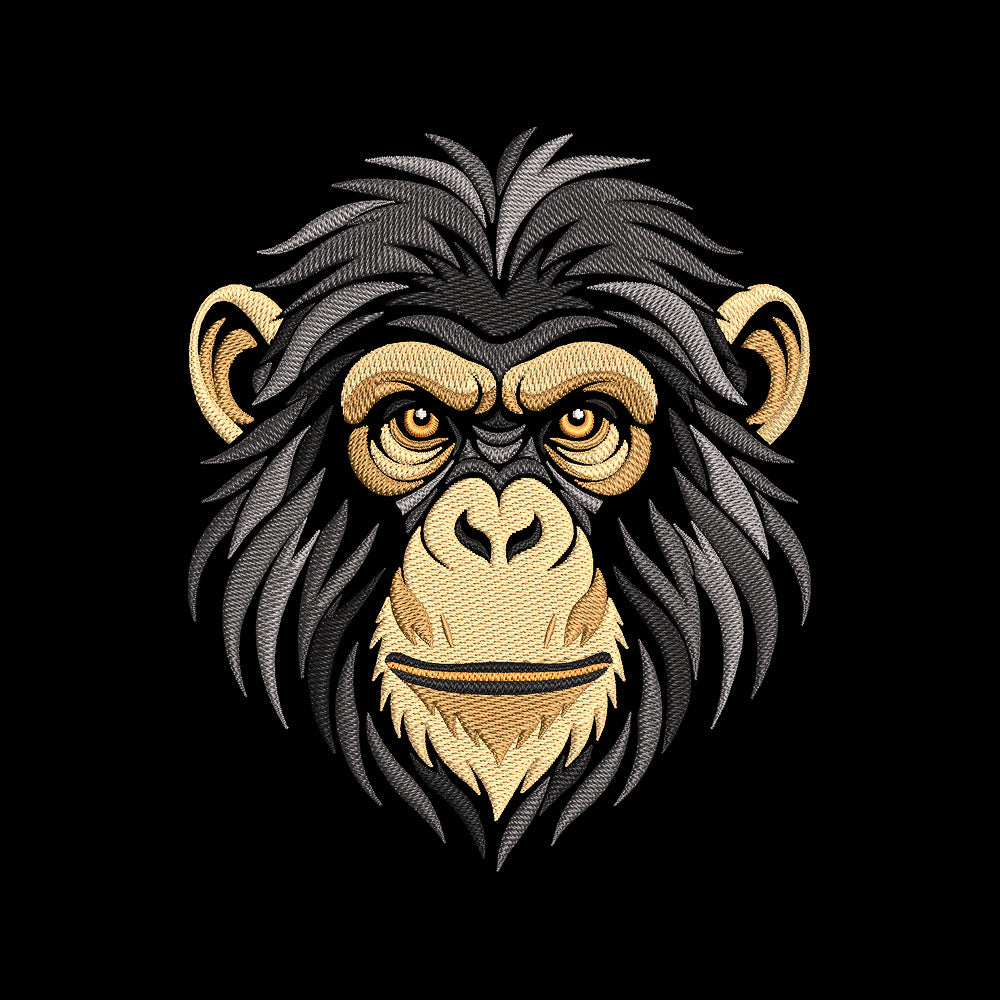 Realistic Chimpanzee Embroidery Design - Primate Portrait Motif SG31072684