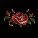 Red Rose Floral Wreath Ripple Ripple Embroidery Designs - SG21092602
