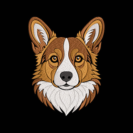 Cute Corgi Head Embroidery Design - Dog Portrait Motif SG31072687