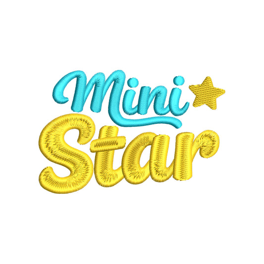 Mini Star Embroidery Design | Cute Baby Quote for Bodysuits, Bibs & Nursery Decor - SG23062609