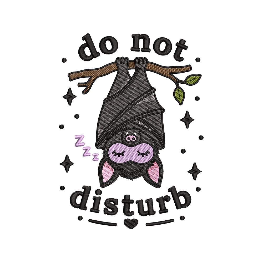 Sleeping Halloween Bat Do Not Disturb Embroidery Design - SG23072605