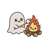 Cute Halloween Ghost Roasting Marshmallow Campfire Embroidery Design - SG23072606