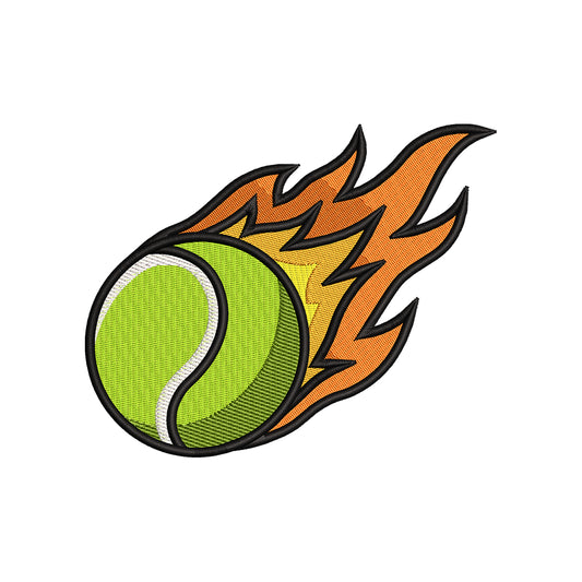 Flaming Tennis Ball Sports Embroidery Design - SG23072607