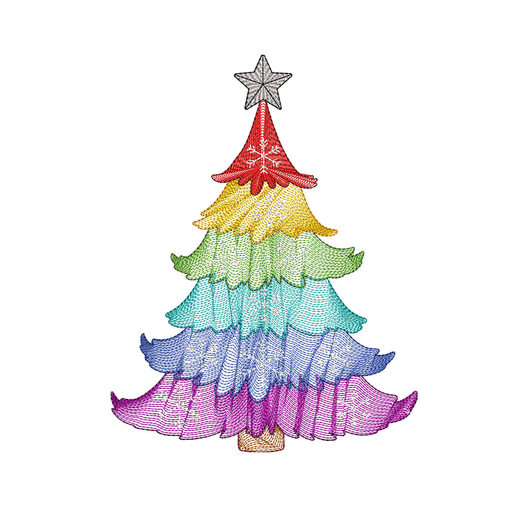 Ripple Rainbow Christmas Tree Embroidery Designs - SG23102603