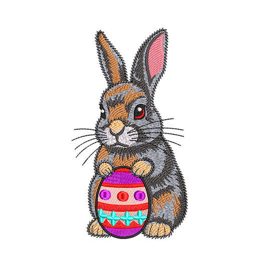 Easter Bunny Holding Egg Embroidery Design - SG240302