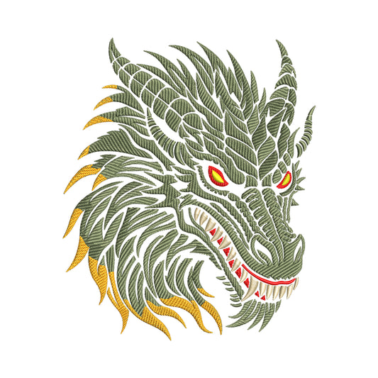 Fierce Dragon Head Embroidery Design - SG240316