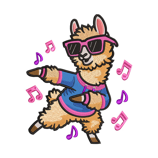 Dancing Llama Embroidery Design - SG240318