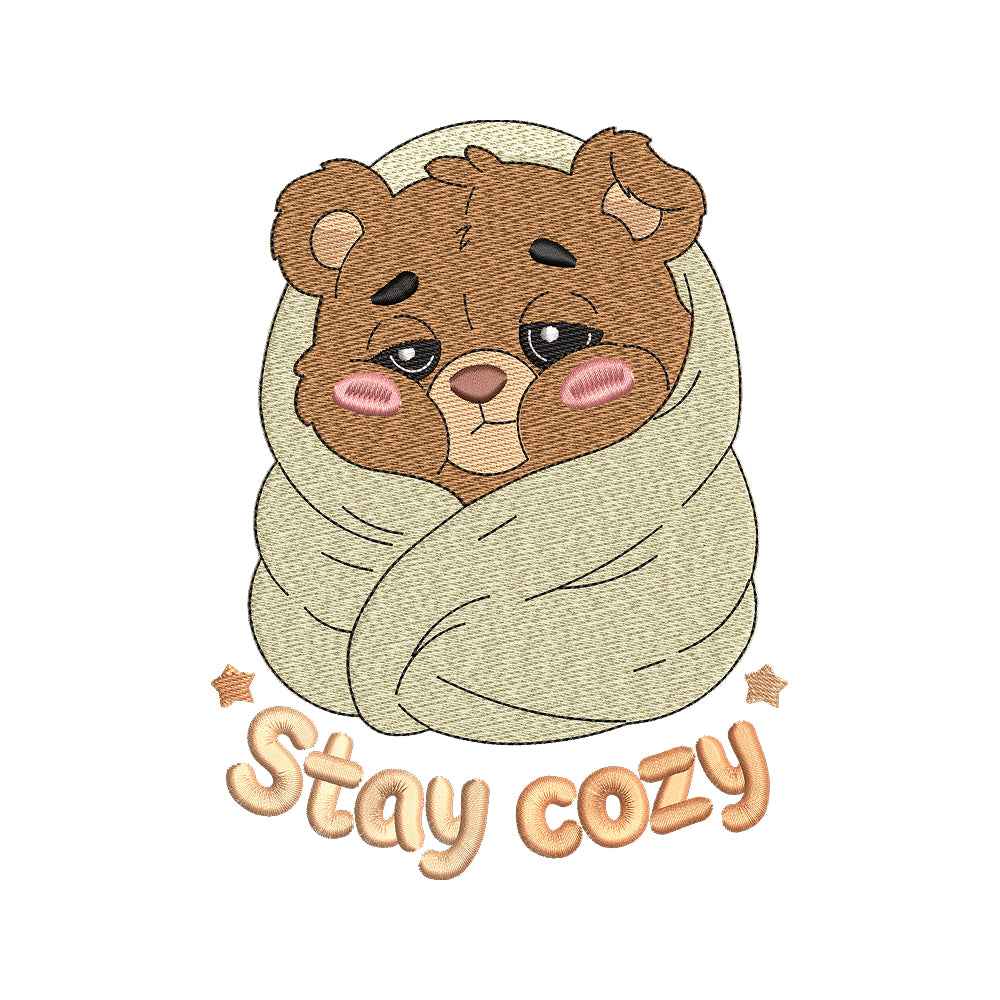 Stay Cozy Bear Embroidery Design - SG24032601