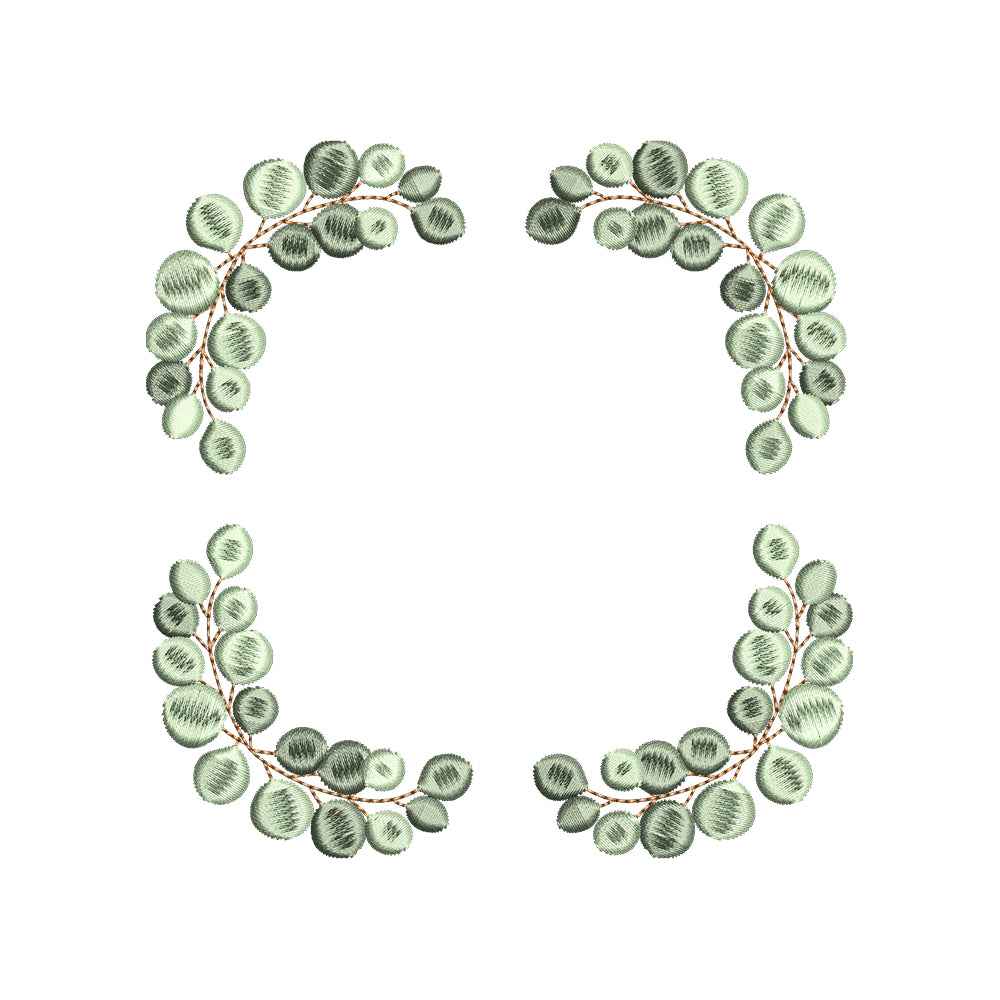 Eucalyptus Wreath Embroidery Design Floral Frame Monogram Greenery Botanical - SG24042601