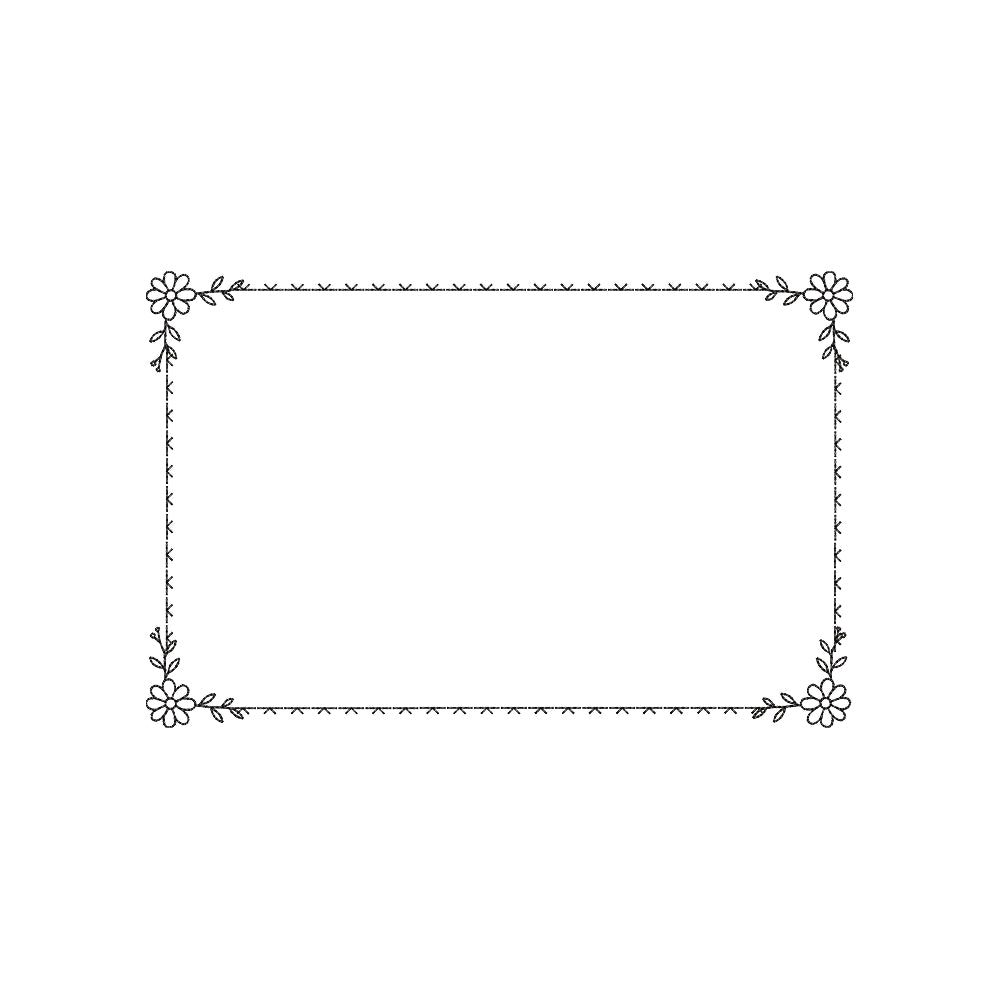 Floral Frame Embroidery Design Flower Border Rectangle Decorative - SG24042604