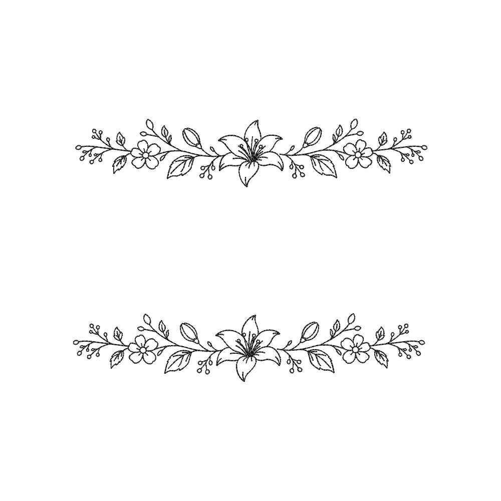 Floral Border Embroidery Design Flower Vine Decorative - SG24042606