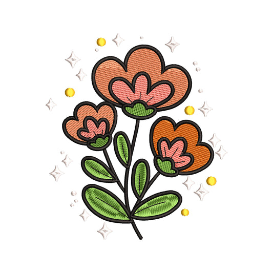 Retro Folk Art Flowers Embroidery Design - SG240507