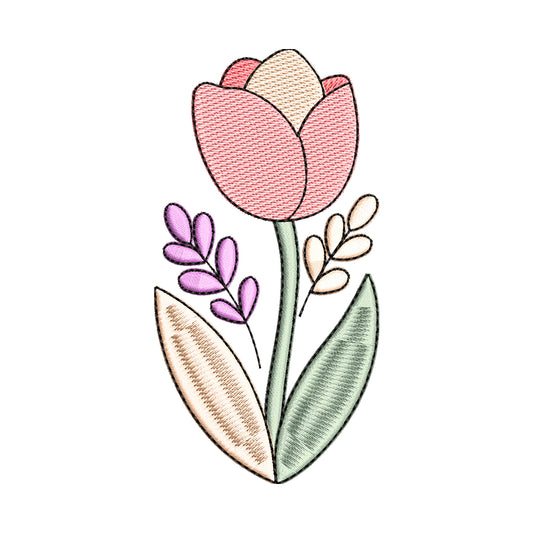 Modern Stylized Tulip Embroidery Design - SG240510