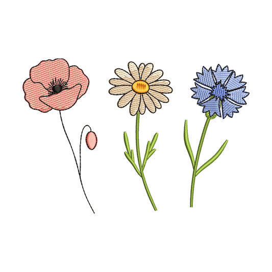 Dainty Wildflowers Embroidery Design Set - SG240511
