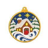 Christmas Snowy Cabin Ornament Embroidery Design - SG24102602