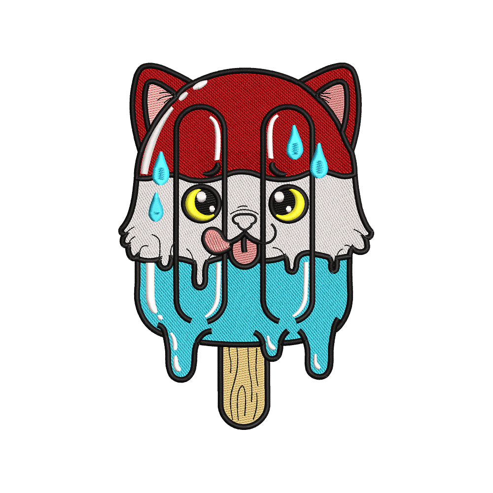 Melting Dog Ice Cream Embroidery Design Cute Puppy Popsicle - SG25042603
