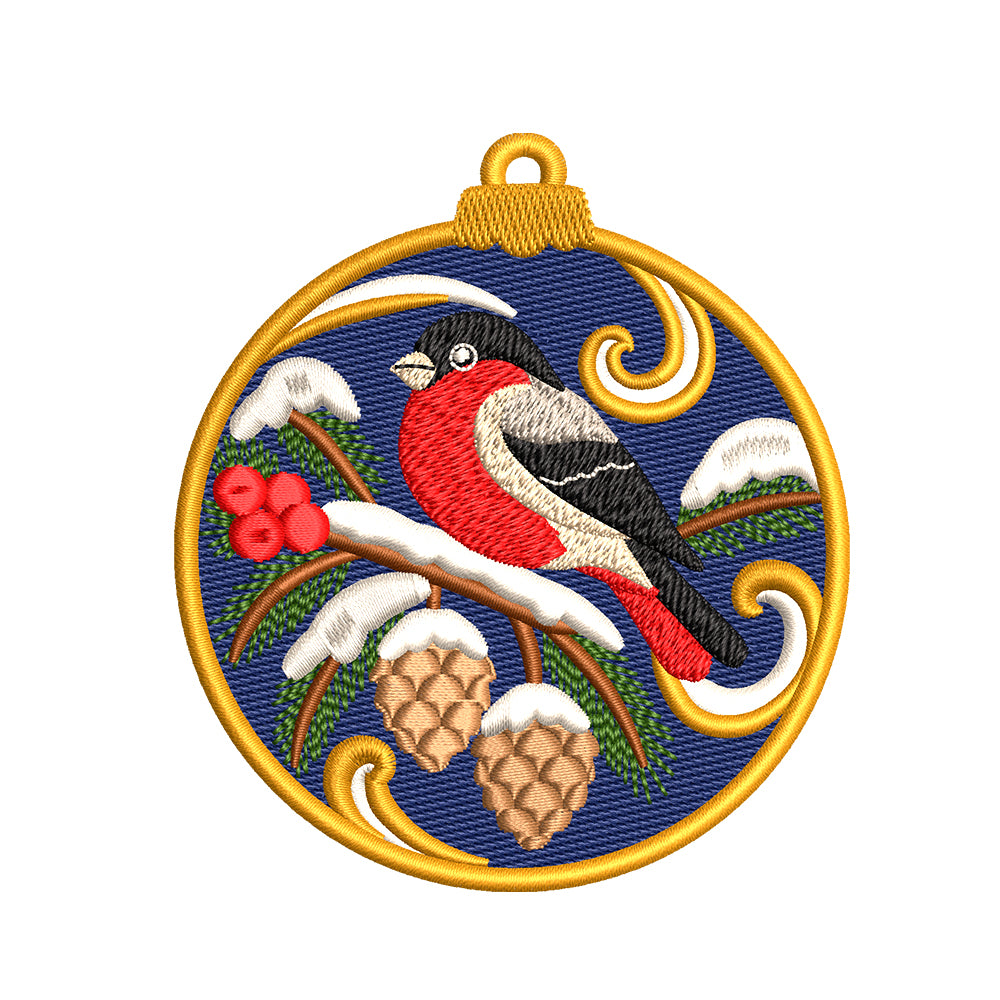 Christmas Bullfinch Ornament Embroidery Design - SG25102601