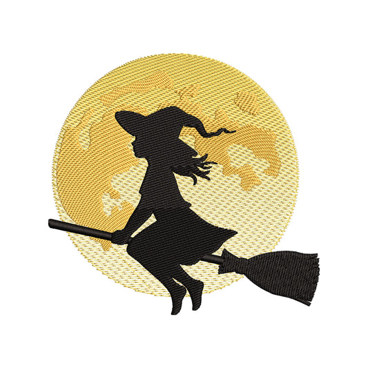 Witch Flying Past the Moon Embroidery Design - SG260512