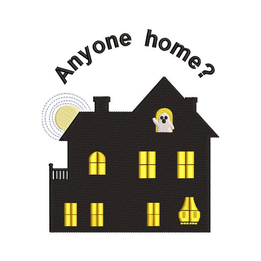Haunted House 'Anyone Home?' Embroidery Design - SG260527