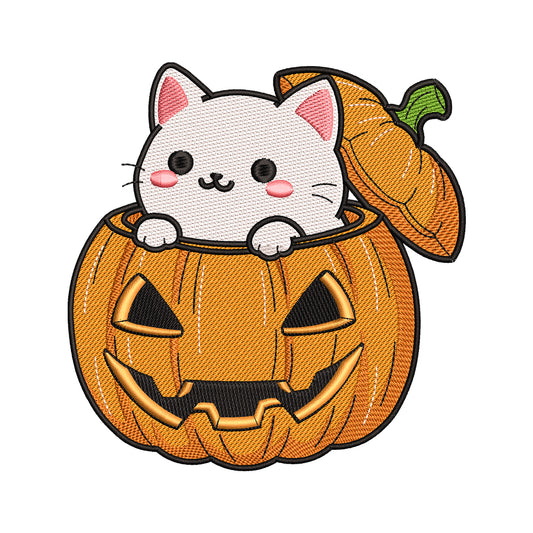 Cute Cat in Pumpkin Embroidery Design - SG260529
