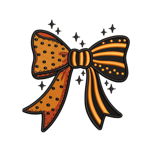 Patterned Halloween Bow Embroidery Design - SG260545