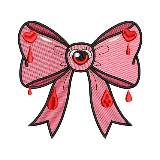 Pastel Goth Bleeding Heart Bow Embroidery Design - SG260546