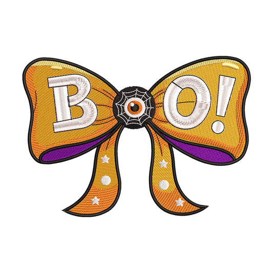 Boo Spiderweb Halloween Bow Embroidery Design - SG260547