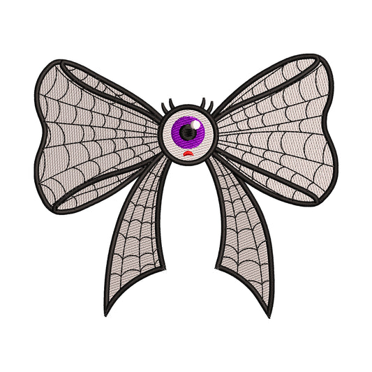 Monster Eyeball Spiderweb Bow Embroidery Design - SG260549