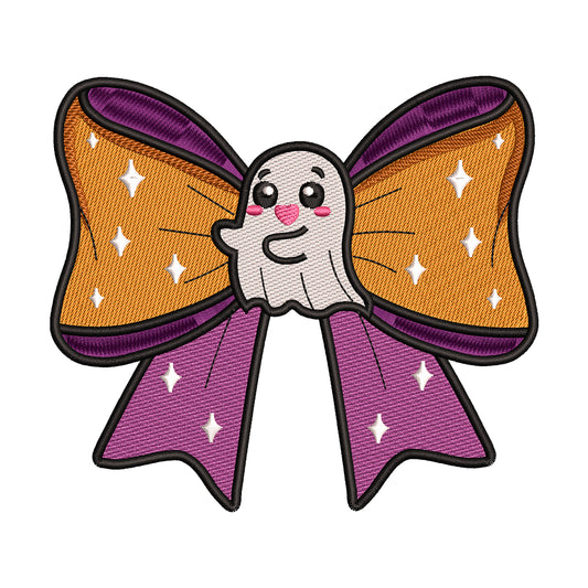 Cute Ghost Halloween Bow Embroidery Design - SG260552