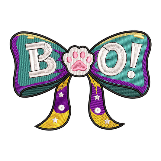 Boo Paw Print Halloween Bow Embroidery Design - SG260553