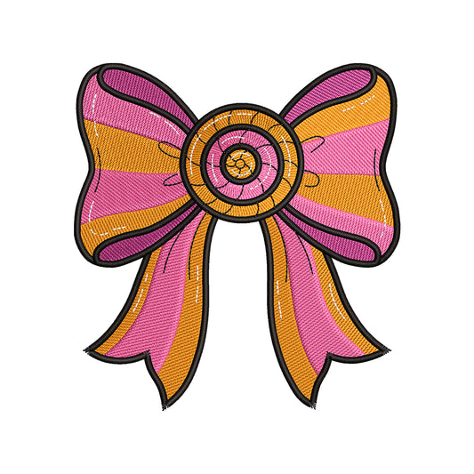 Striped Summer Bow Embroidery Design - SG260555