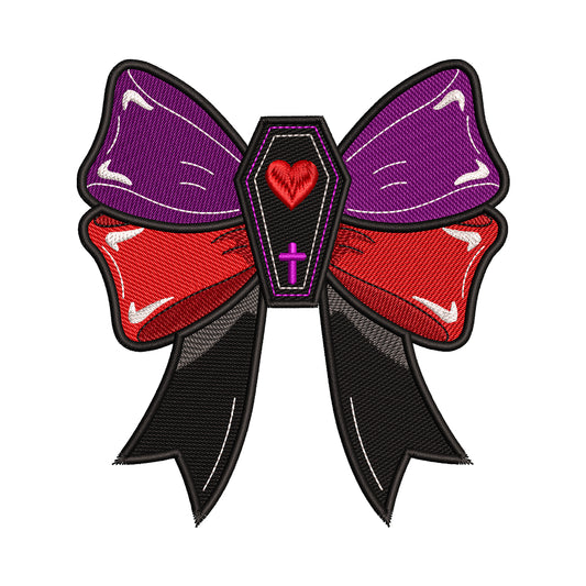Gothic Coffin Bow Embroidery Design - SG260561