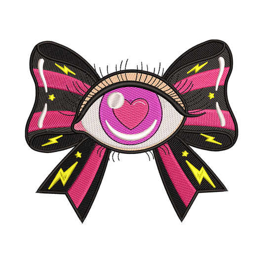 Edgy Eyeball Bow Embroidery Design - SG260565
