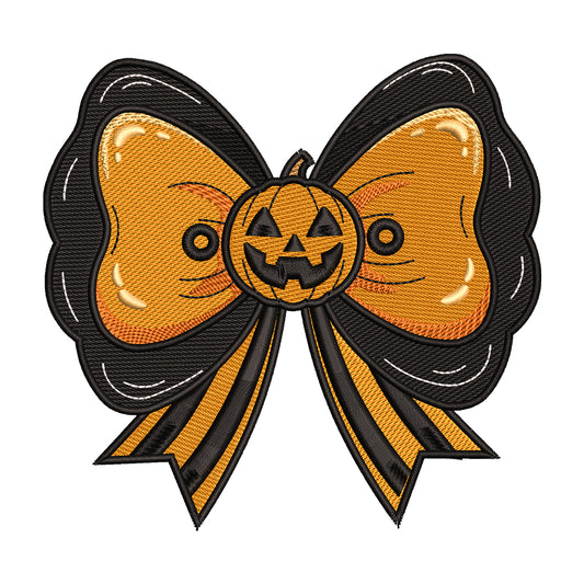 Jack-o'-Lantern Halloween Bow Embroidery Design - SG260566