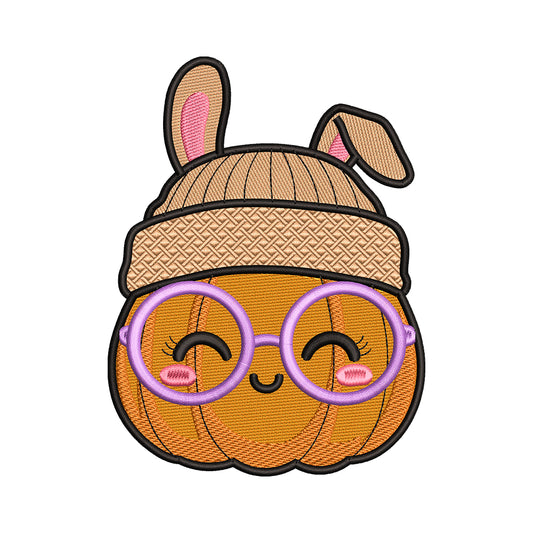 Kawaii Pumpkin with Bunny Hat Embroidery Design - SG260567