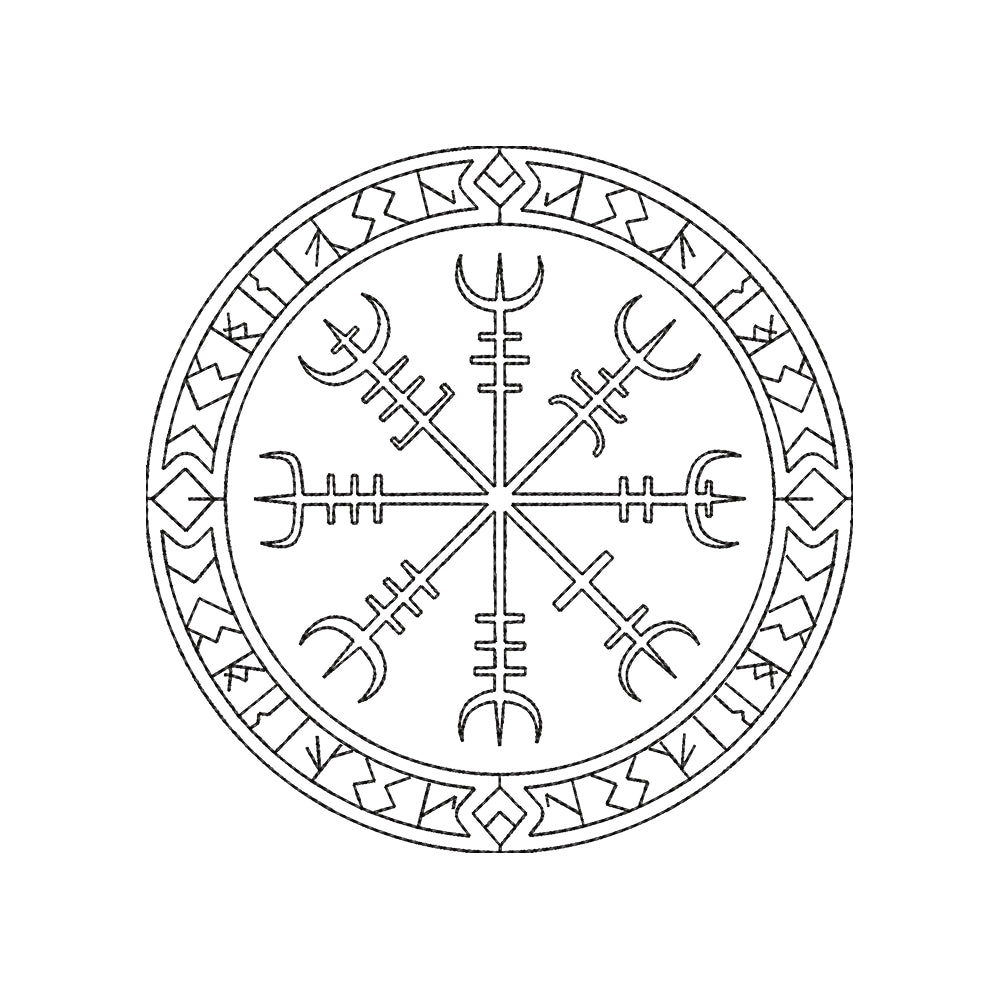 Vegvisir Viking Compass Embroidery Design - Norse Runic Symbol SG31072698