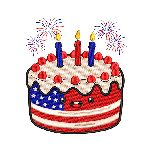 Patriotic 4th of July Cake Embroidery Design - SG280403