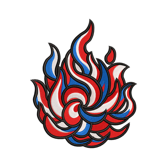 Patriotic Flame Abstract Embroidery Design - SG280404