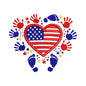 Patriotic Baby Prints and Flag Heart Embroidery Design - SG280406