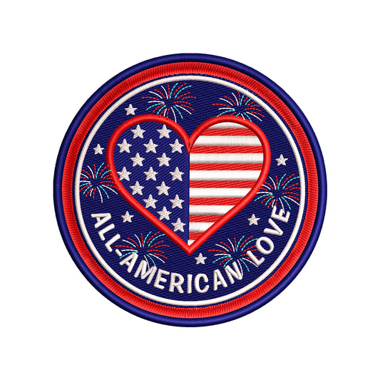 All-American Love Patriotic Patch Embroidery Design - SG280409