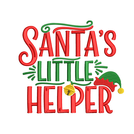 Santa's Little Helper Christmas Quote Embroidery Designs - SG28102601