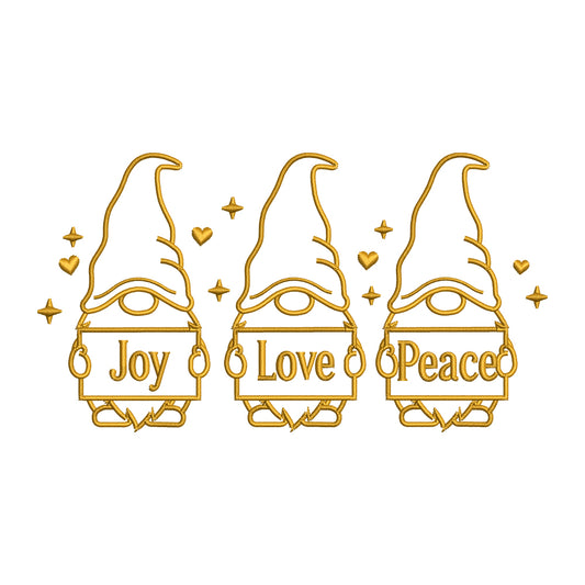Joy Love Peace Christmas Gnome Embroidery Designs - SG28102605