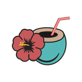 Coconut Drink Embroidery Design Summer Tropical Beach Beverage - SG29052603
