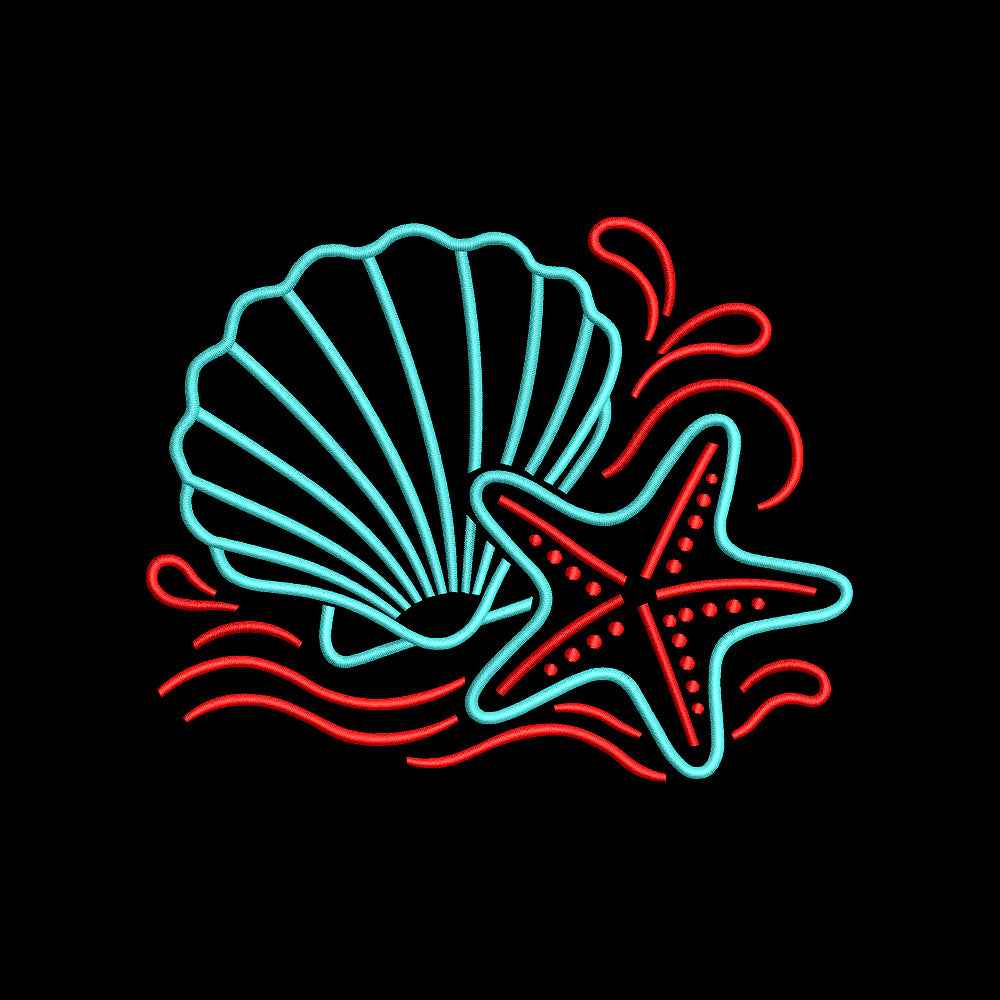 Seashell and Starfish Embroidery Design Summer Beach Ocean Coastal - SG29052608