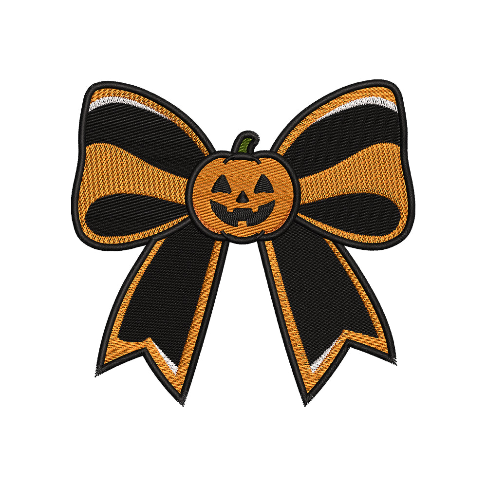 Halloween Pumpkin Bow Embroidery Design - Spooky Cute Motif SG31072699