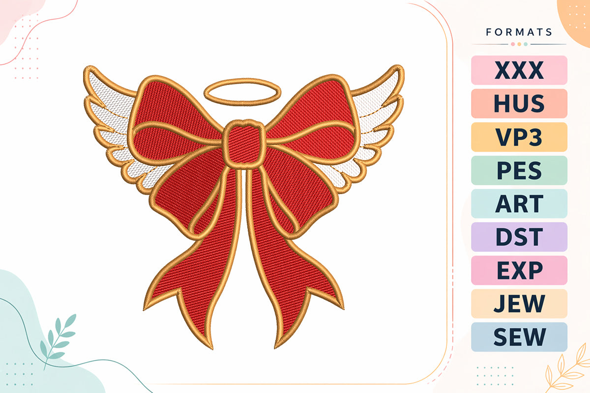 Christmas Angel Bow Machine Embroidery Designs - SG29092602