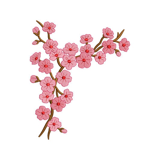 Cherry Blossom Corner Embroidery Design - SG300303